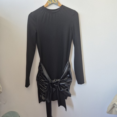 Black long sleeve bodycon faux