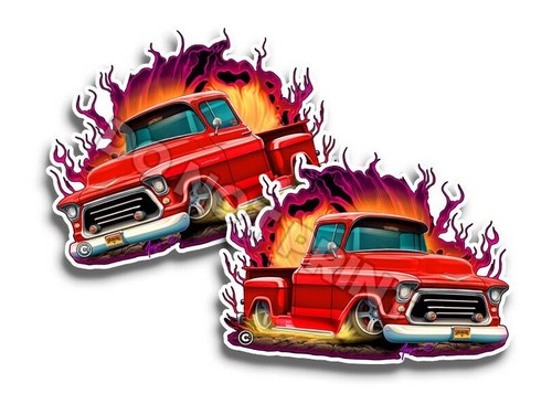 Red 1957 chevy pickup classic - red,