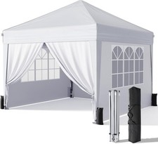 Folding Gazebo 3m x 3m White 4 Side Walls Windows Carry Bag Canopy Auction