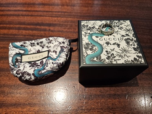 Gucci silver ring with enamel - with,