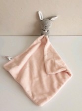 Tu Comforter Pink Grey Bunny Rabbit Plush Blankie Doudou Baby Soft Toy 