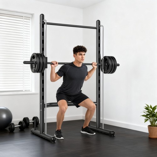 Adjustable squat rack with - adjustable,