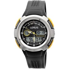 Lorus R2323DX9 Dual Display Chronograph Wristwatch Black Resin Strap - Refurb
