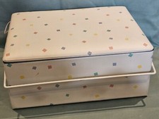 Vintage Unisex Handmade 2 Handle Wooden Padded Coated Baby Changing Nappy Box GC