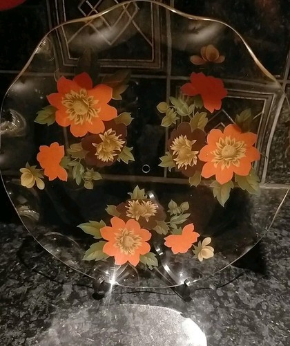 Floral chance glass plate - glass,