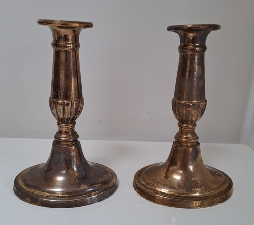 Pair solid brass oval base - of,