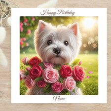 Westie with roses Personalised