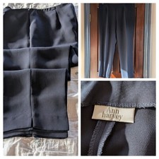 Women's Trousers Dress Pants Ann Harvey 18 Navy Wide Leg & Zip 100% Polyester