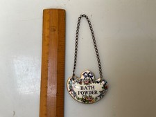 CROWN STAFFORDSHIRE CHINA PORCELAIN DECANTER LABEL BATH POWDER RIBBON AND BOWS