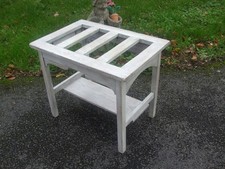 Antique oak luggage stand, with maker's mark, Arts & Crafts period