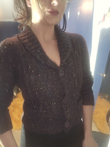 Aubergine alpaca wool cardigan - aubergine,