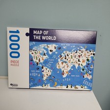 Map Of The World Jigsaw Puzzle Complete 1000 Pieces Animals Kids Artwork Fun