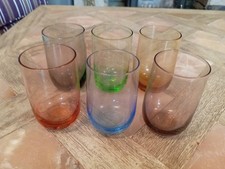 Vintage Juice/ Cocktail Glasses. Set of 6. Multi coloured