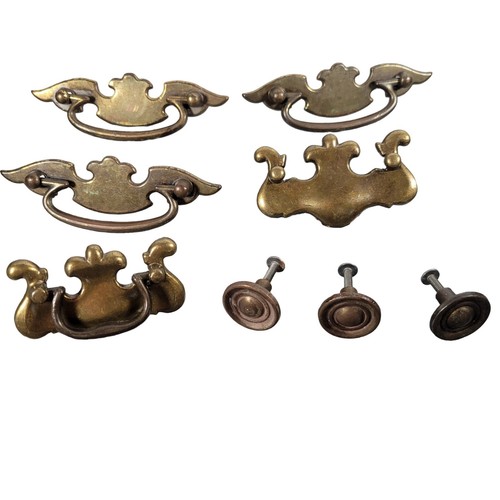 Antique brass drawer pulls - brass, &