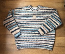 Apricot Clothing Blue Mix Striped Classic Cable Knit Jumper 18% Wool sz 8 New