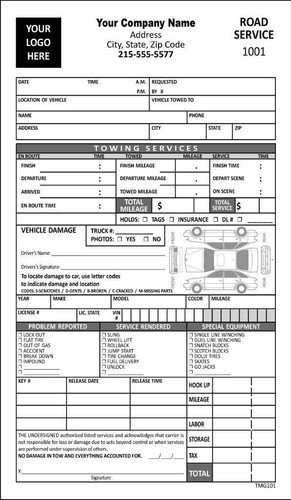 Towing wrecker invoice form - towing,