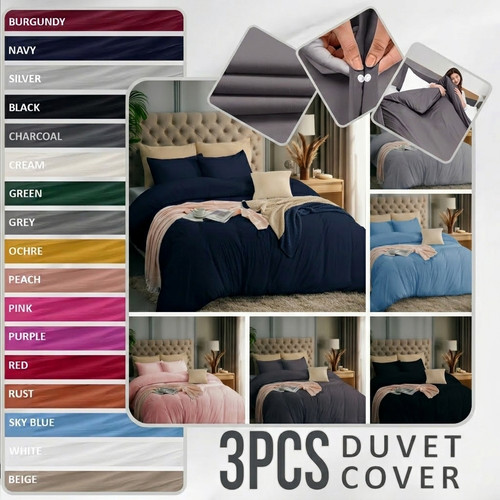 Pcs plain duvet quilt cover - 3,