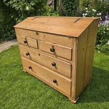 Antique Pine Clark Desk Bureau. Large  Chest Of Drawers.  Georgian