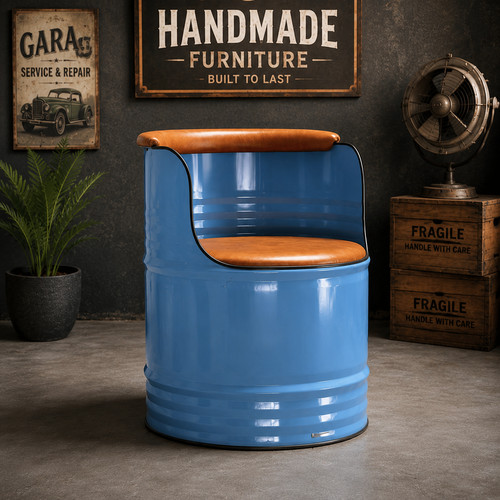 Upcycled oil drum chair - chair, |