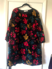 SEASALT BLACK FLORAL NEEDLECORD "PORT GAVERNE TUNIC"    Size 18