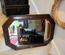 Lovely Vintage Antique Edwardian Oak Framed Bevelled Edge Wall Mirror