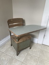 CAN SHIP Vintage Irwin School Student Child’s Metal Wooden Desk And Chair Cubby