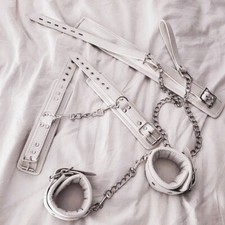 Leather bondage handcuffs - pu,