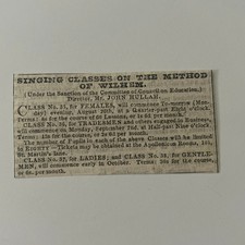 Singing Classes on the Method of Wilhem John Hullah 1844 London Clipping SAI5-S6