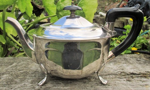Art deco silver plate teapot - art,