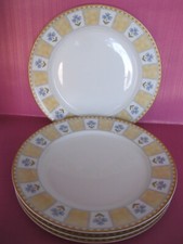 set 4 x Sabichi Dinner Plates 26cm blue flower edge, salad bread Plate, china