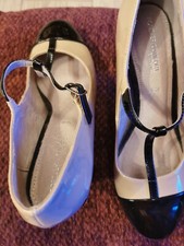 next forever comfort beige  black patent leather shoes 2 Tone, Mod Dolly T Bar