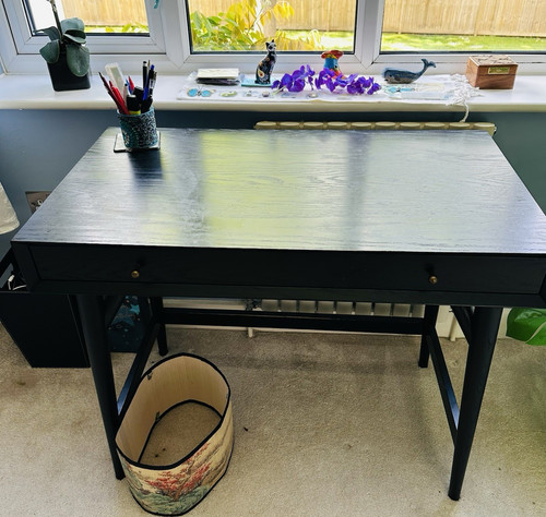 Black wooden computer desk - black,