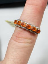 TJC gilded silver,fire opals and diamonds ring UK size M new with tag
