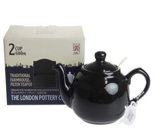London Pottery Farmhouse® 2 Cup 600ml Teapot Black With removable filter Boxed