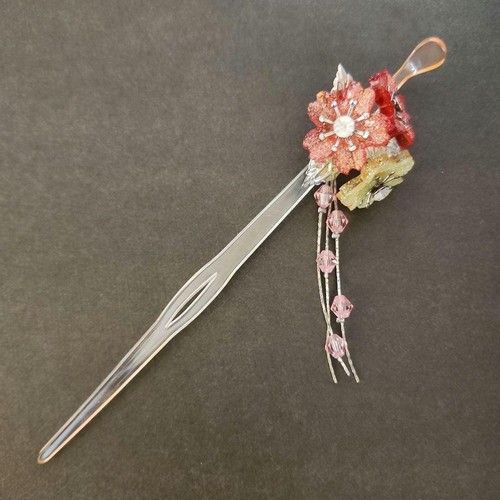 Pink kanzashi flower - kanzashi, hair
