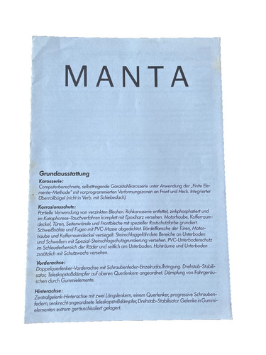 Brochure opel manta - brochure,