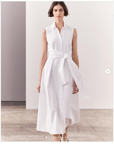 White zara poplin shirt dress - white,