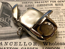 1888 Solid Silver Combination Vesta Case Sovereign Stamp Holder Toothpick Pencil