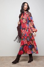 Oasis Red Midi Dress Womens