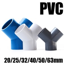 White PVC 3-ways Y-Type Pipe Fitting Hose Connector Plumbing 20/25/32/40/50/63mm