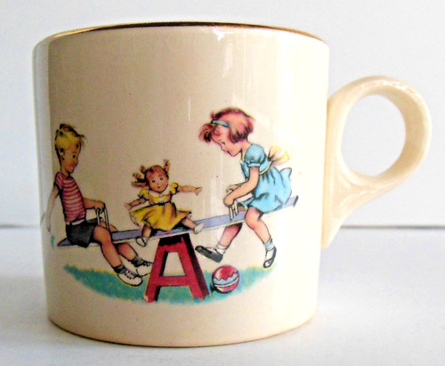 Antique baby china cup teeter - antique,