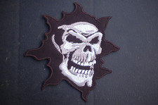 Grim Skull - Biker Halloween Embroidered Iron On Sew On Patch No240