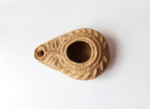 Ancient terracotta menorah - terracotta, oil