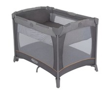Graco Contour Bassinet Folding Travel Cot with 2 Wheels & Mesh Netting, Pebble