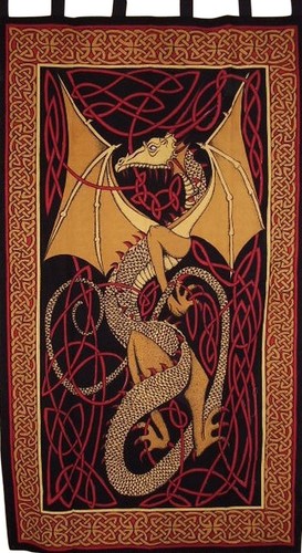 Celtic dragon tab top curtain - celtic,