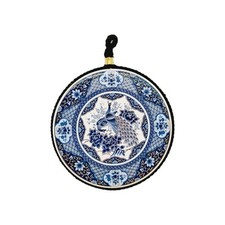 Round Ceramic Tile Blue White