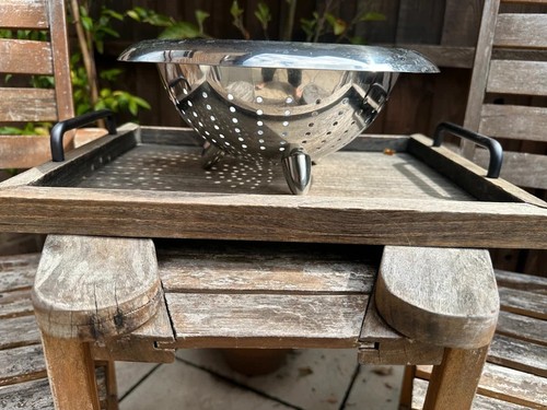 Vintage stainless steel footed - steel,