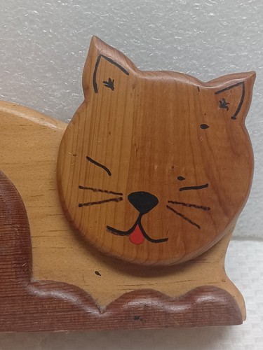 Vintage 1970 wooden cat - wooden,