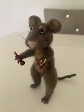 Needle felted Mouse - Holding Coke Bottle And Party Cake - Gift Idea