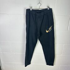Nike Joggers Mens Medium Black Gold Double Swoosh Tracksuit New Season Casual*